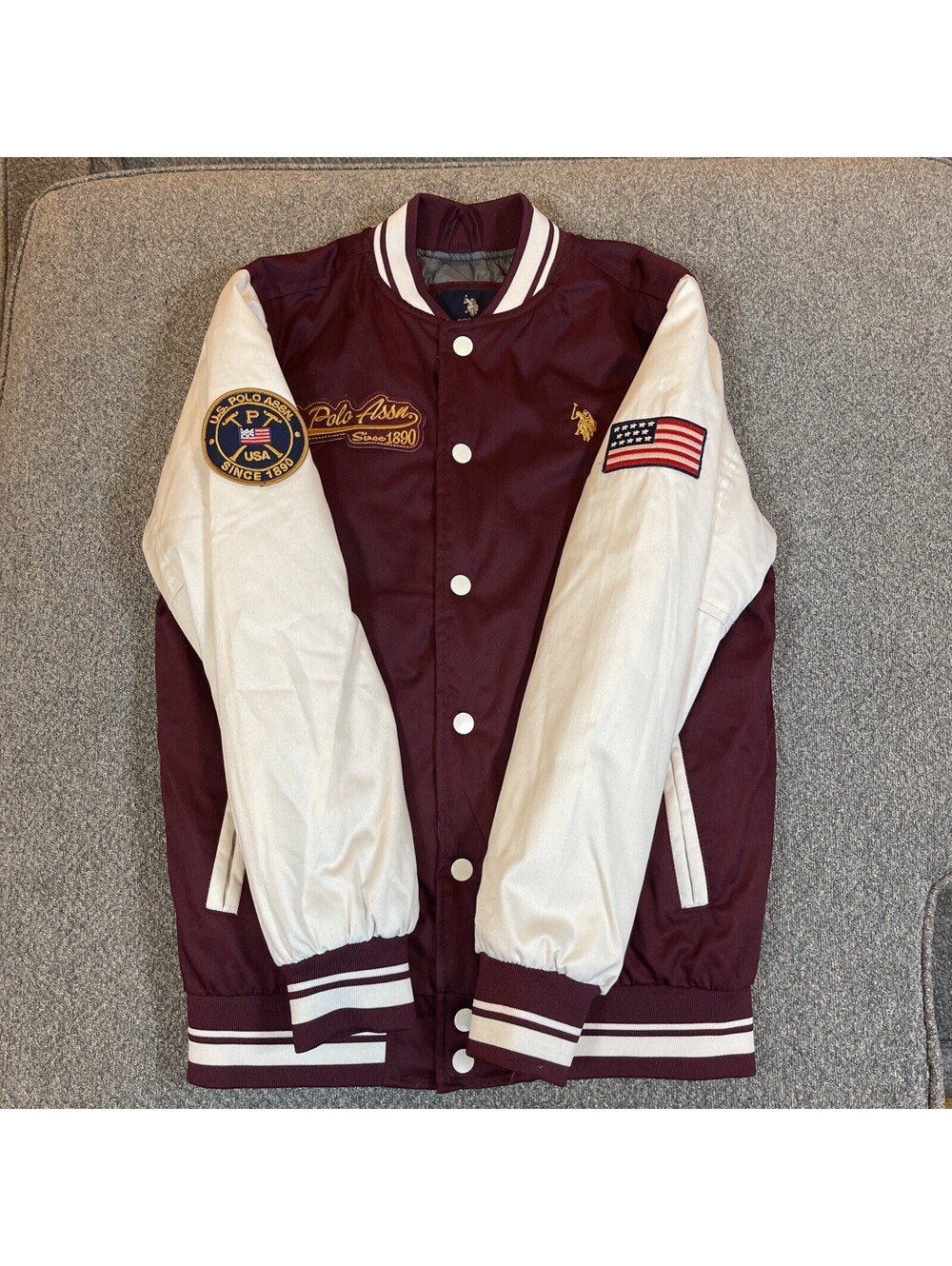 US Polo Assn Boys Varsity Bomber Jacket Baseball Sports Quilted Warm  XL 14-16